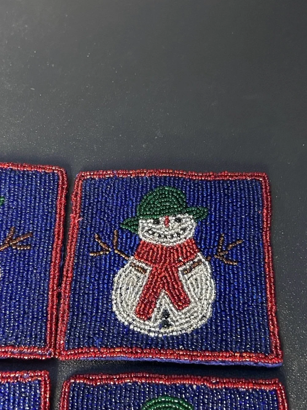 Crate and barrel snowman coasters